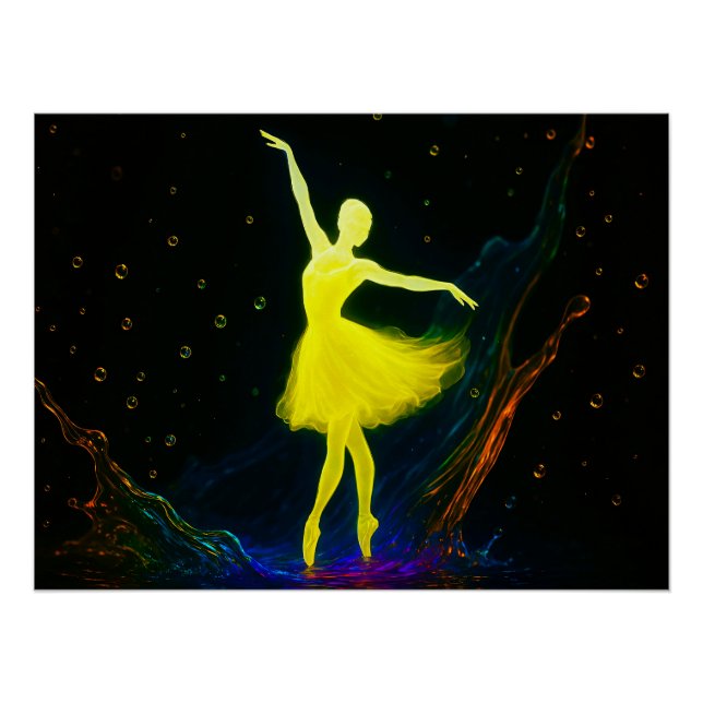 Pôster Leuchtende Ballerina in Farbiger Wassersymphonie (Frente)