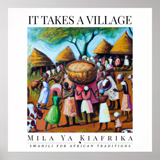 Poster Leva uma aldeia - Quadro do Patrimônio Africano Tr (Frente)