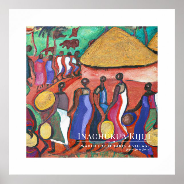 Poster Leva uma aldeia - Quadro do Patrimônio Africano Tr (Frente)