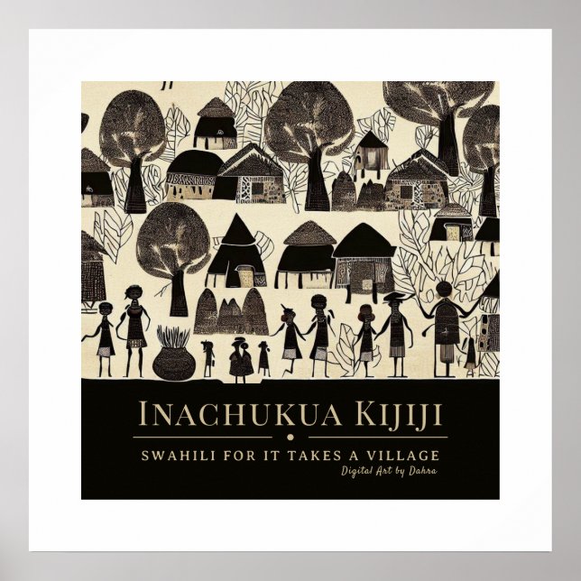 Poster Leva uma aldeia - Quadro do Patrimônio Africano Tr (Frente)