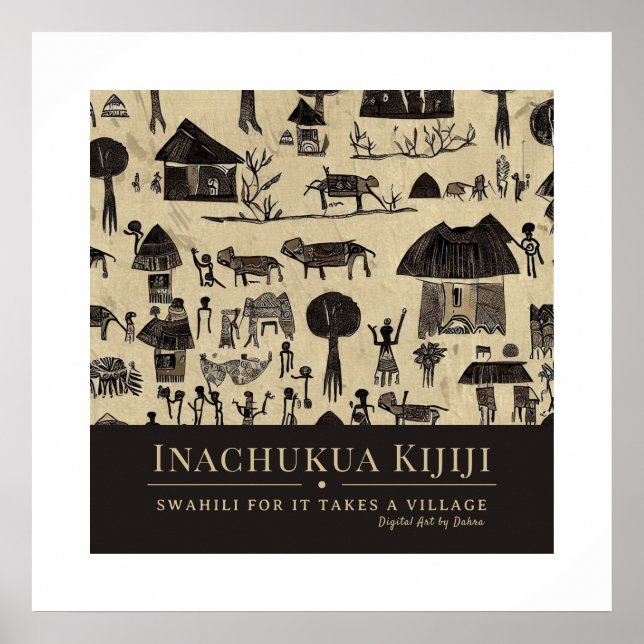 Poster Leva uma aldeia - Quadro do Patrimônio Africano Tr (Frente)