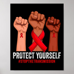 Poster Levando Mão Proteja-se Conscientização Hivaids Re