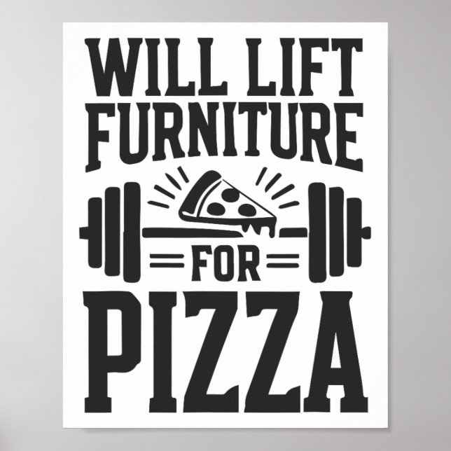 Poster Levanta Mobiliário Para Pizza Funny Bodybuilding G (Frente)