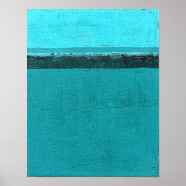 Pôster 'Levantado', Teal Abstrato Art (Frente)