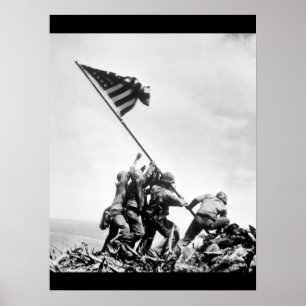 Pôster Levantamento da bandeira na Imagem Iwo Jima_War