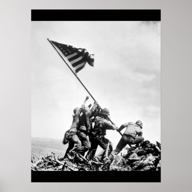 Pôster Levantamento da bandeira na Imagem Iwo Jima_War (Frente)