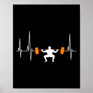 Poster Levantamento de Barra Olímpica Coração Musculação