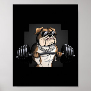 Poster Levantamento de Peso do Rato Bulldog Fitness Bodyb