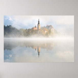 Poster Levantamento do sol no lago Bled