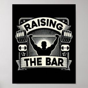 Poster Levantando O Bar Barbell Bodybuilding