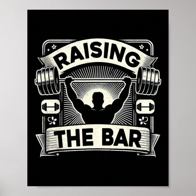 Poster Levantando O Bar Barbell Bodybuilding (Frente)