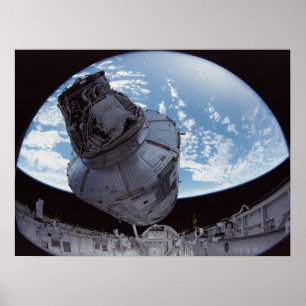 Pôster Levantando o módulo de unidade do Shuttle Endeavo