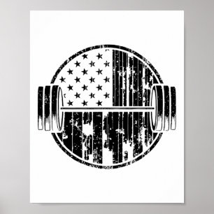Poster Levante de peso bandeira americana EUA Halterofili
