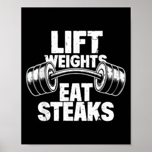 Poster Levante Pesos Coma Steaks Engraçada Malhação De Gy
