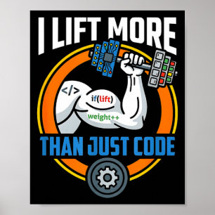 Poster Levanto mais do que código engraçado programador d