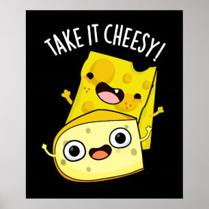 Poster Leve em Queijo Humor Comida Trocadilho Fundo Escur