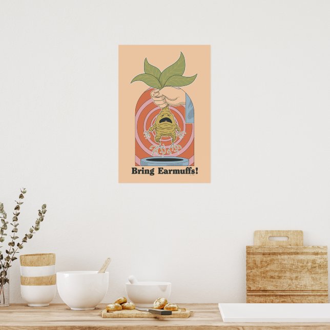 Poster "Leve Protetores de Ouvido!" Gráfico do Mandrake G (Cozinha)