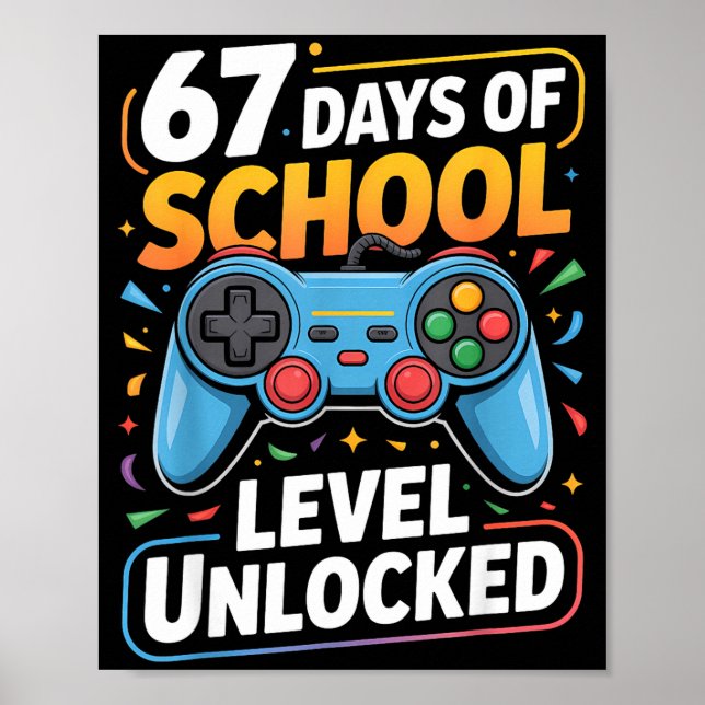Poster Level 67 Days Of School Unlocked Boys 67th Day Of  (Frente)