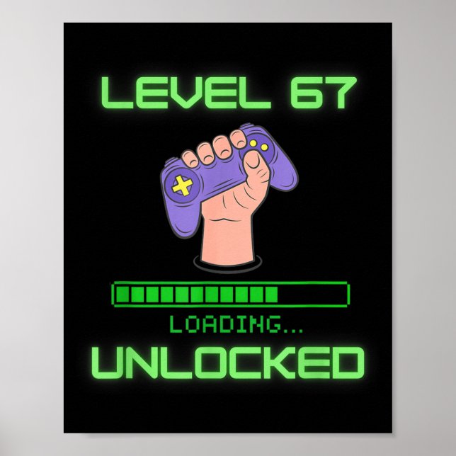 Poster Level 67 Unlocked Gaming 6-7 School Meme Six Seven (Frente)