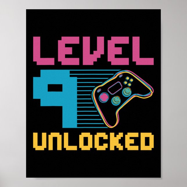 Poster Level 9 Unlocked Gaming Birthday 1  (Frente)