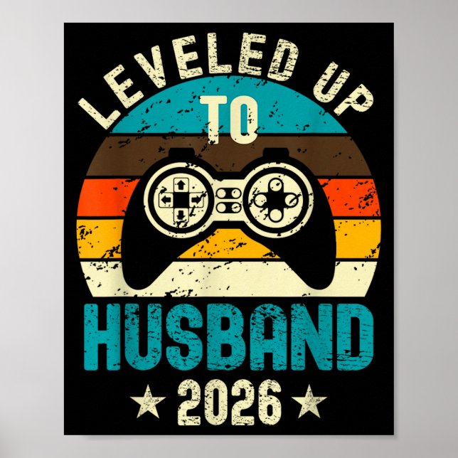 Poster Leveled Up To Husband 2026 Newlywed Groom Just Mar (Frente)