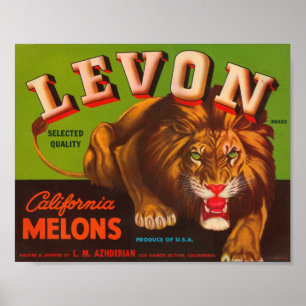 Poster Levon Calfironia Melons Rótulo de Taxa de Tensão