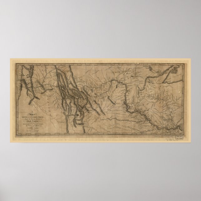 Poster Lewis and Clark Track Map (Frente)