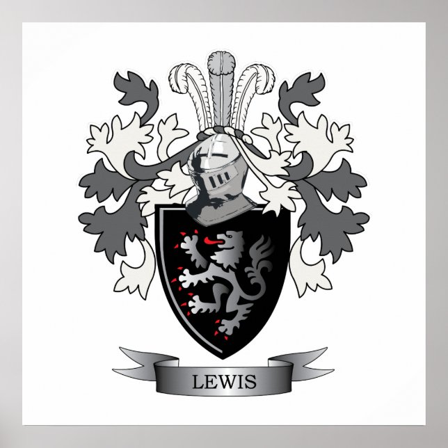 Poster Lewis Family Crest Coat of Arms (Frente)