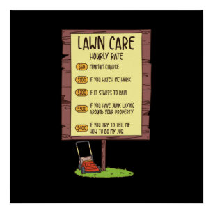 Pôster Lewn Mower - Lawn Care Hhour Rate