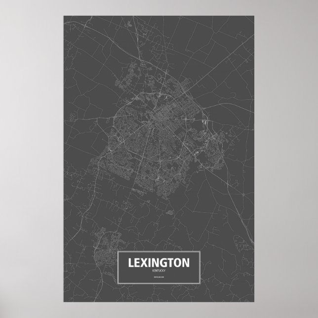 Poster Lexington, Kentucky (branco no preto) (Frente)
