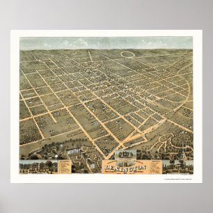 Pôster Lexington, KY Panorâmica Map - 1871