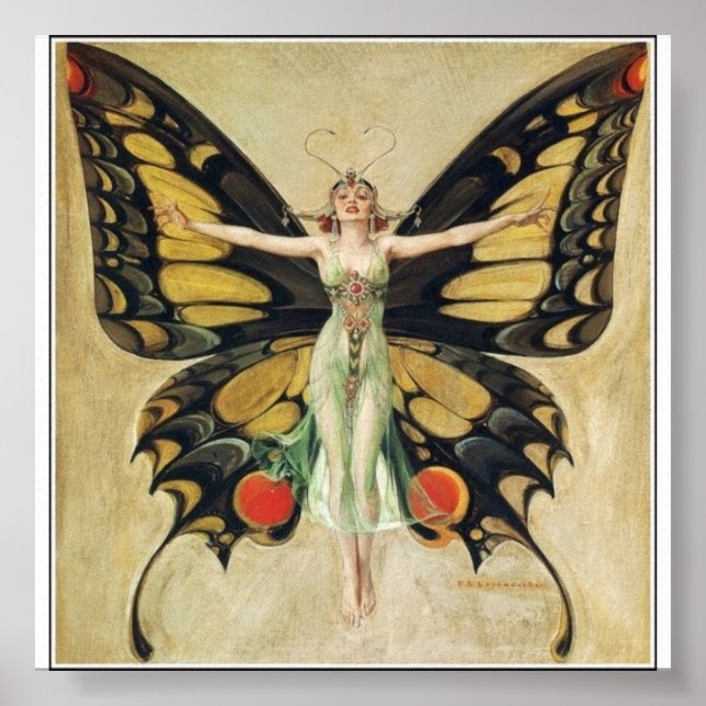 Pôster Leyendecker - Mulher Borboleta (Frente)