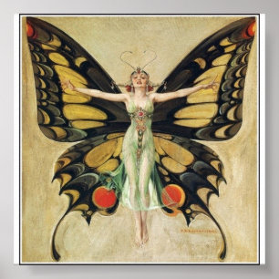 Pôster Leyendecker - mulher da borboleta