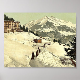 Poster Leysin, o sanatório e Chaussy no inverno, Nand
