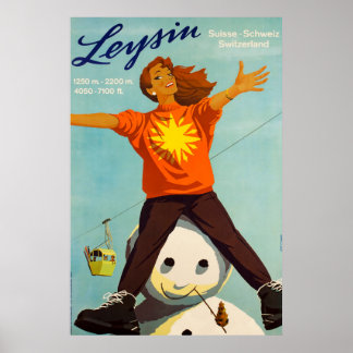 Pôster Leysin,Suiça,Poster de Esqui