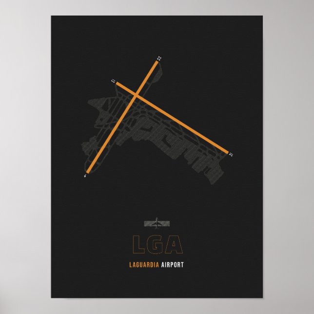 Poster LGA - Arte do diagrama de pista do aeroporto LaGua (Frente)