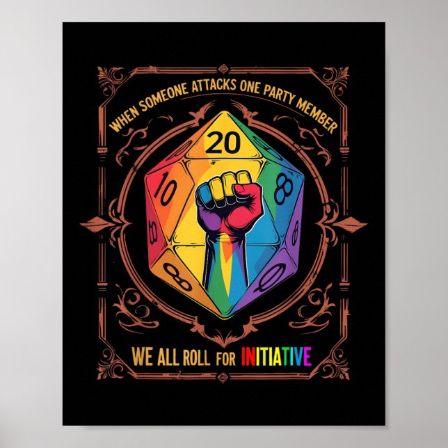 Poster Lgbt Dnd Shirt When Someone Attacks One Party Memb (Frente)