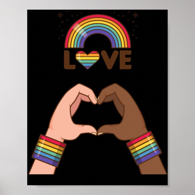Poster LGBT+Orgulho. Adoro arco-íris. Coração. (Frente)