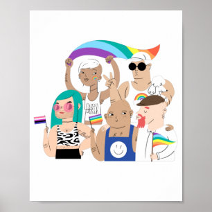 Poster LGBT+Orgulho. GAY amor. Bandeira do arco-íris.
