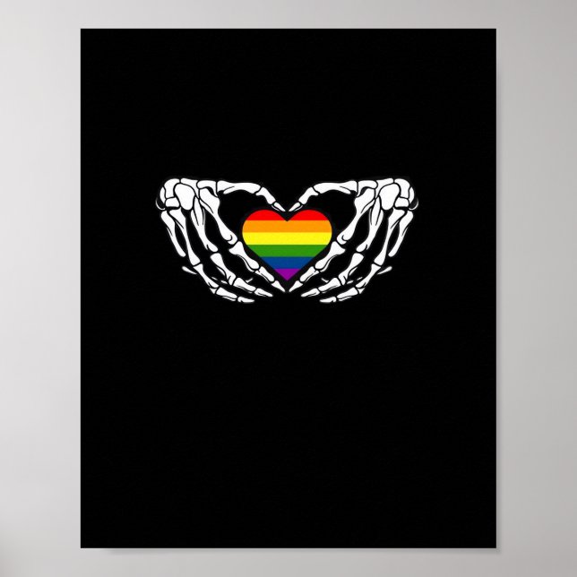 Poster Lgbt Pride Skeleton Halloween Gótico Heart Classic (Frente)