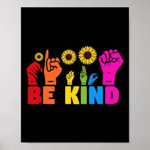 Poster LGBT Rainbow Pride Mont ASL Be Kind Hand Sinal L