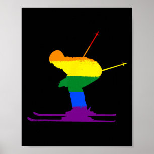 Poster Lgbt Sinalizador Arco-Íris Esquiar Skier Ski Orgul