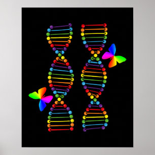 Poster LGBTQ DNA Rainbow Flag Butterfly Gay Pride Month L