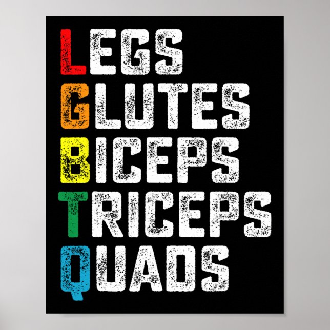 Poster Lgbtq Pernas Glutes Biceps Triceps Quads Engraçado (Frente)