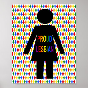 Poster LGBTQ Silhouette Lésbica e Damas Arco-Íris