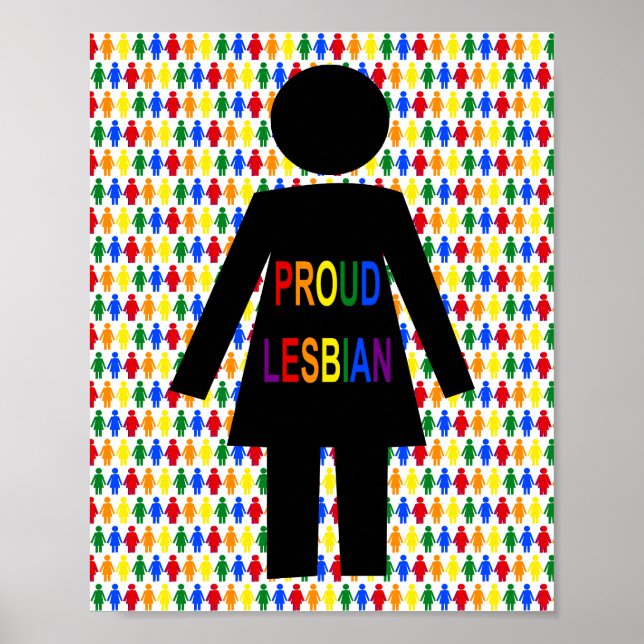 Poster LGBTQ Silhouette Lésbica e Damas Arco-Íris (Frente)