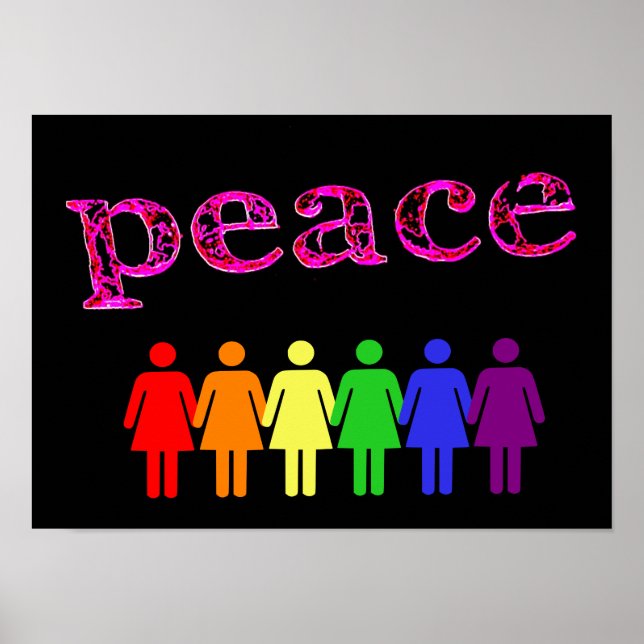 Poster LGBTQIA negro de paz rosa (Frente)