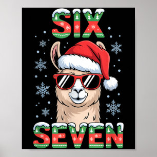 Poster Lhama de Natal Divertida Seis Sete 67 Chapéu de Pa