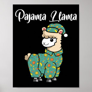 Poster Lhama engraçada de pijama cama da lhama hora do pi