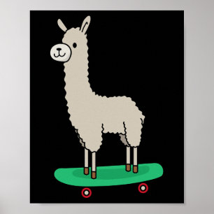 Poster Lhama Skate Funny Skate Llama Alpaca 
